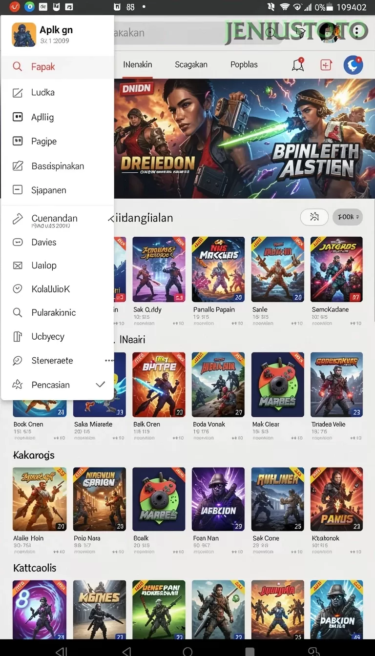 Cuplikan layar JOKER11 — menu navigasi